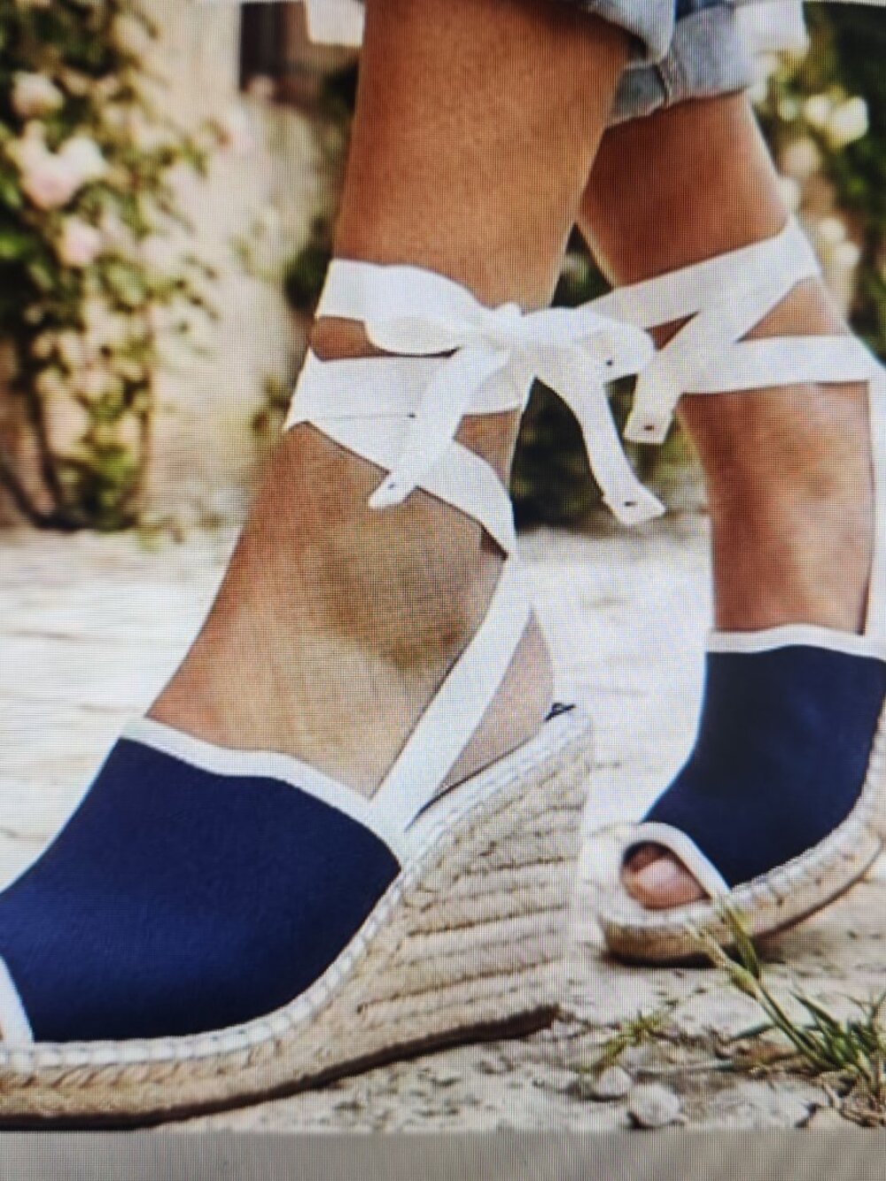 Franco Sarto "Sierra" Navy/White Lace Up Wedge sandals. NIB. Size Various